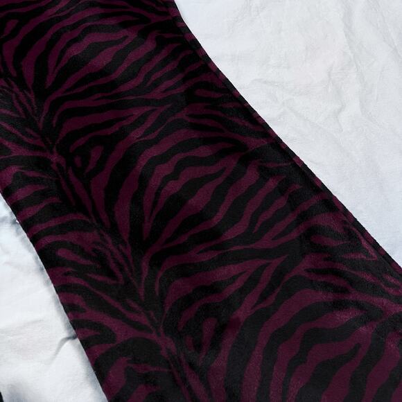Vintage Serious LA Fuzzy Velvet Zebra Print Flare Pants Los Angeles Clothing Y2K - Picture 9 of 16